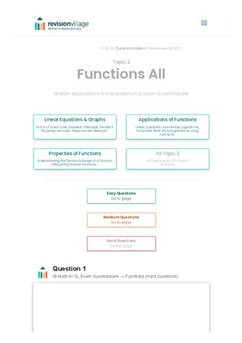 Revision Village Math Ai Sl Functions Hard Difficulty Questionbank Revision Village Authors