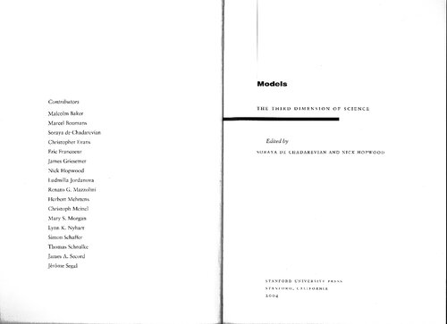 Models The Third Dimension Of Science Soraya De Chadarevian Nick Hopwood