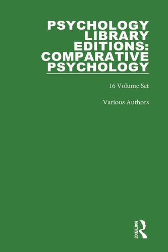Psychology Library Editions Comparative Psychology 16volume Set Various Authors