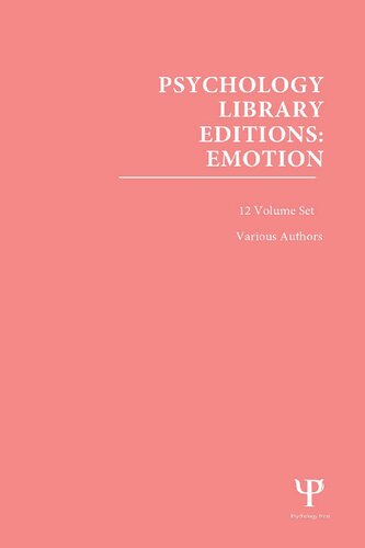 Psychology Library Editions Emotion 12volume Set Various Authors