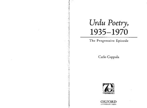 Urdu Poetry 19351970 The Progressive Episode Carlo Coppola