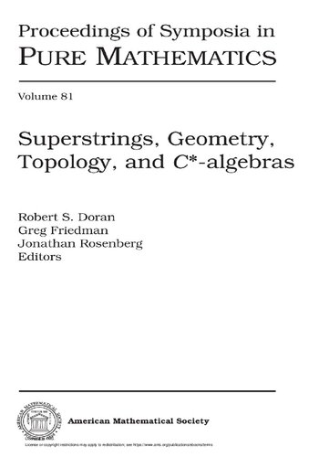 Superstrings Geometry Topology And Calgebras Robert S Doran Greg Friedman Jonathan Rosenberg