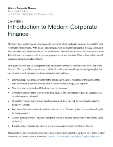 Modern Corporate Finance Theory And Practice 8th Edition Donald R Chambers