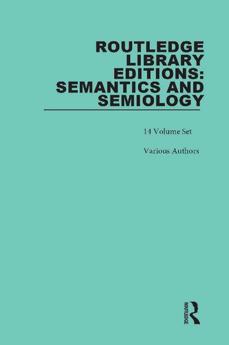 Routledge Library Editions Semantics And Semiology 14volume Set Various Authors