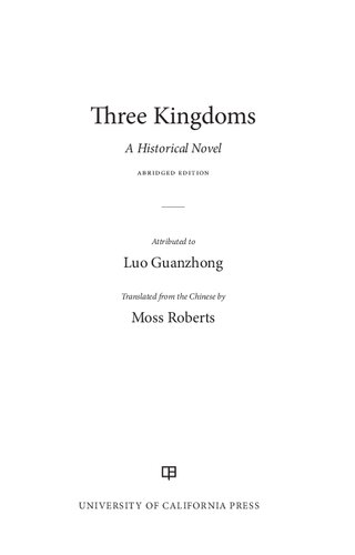 Three Kingdoms A Historical Novel World Literature In Translation Guanzhong Luo