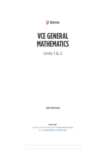 Edrolo Vce General Mathematics Units 1 2 2nd Edition Unknown