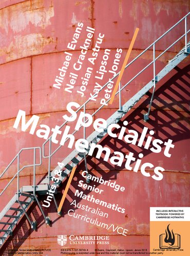 Cambridge Seniour Mathematics Vce Specialist Mathematics Units 3 4 Student Michael Evans