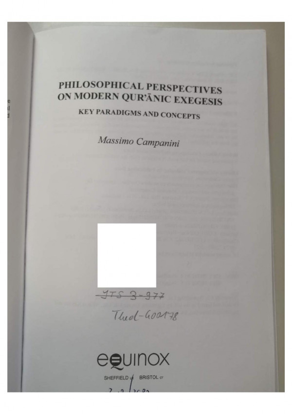 Philosophical Perspectives On Modern Qurnic Exegesis Key Paradigms And Concepts 1st Edition Massimo Campanini