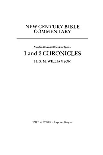 1 And 2 Chronicles Reprint H G M Williamson