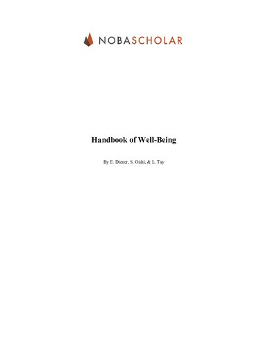 Handbook Of Wellbeing First E Diener S Oishi L Tay