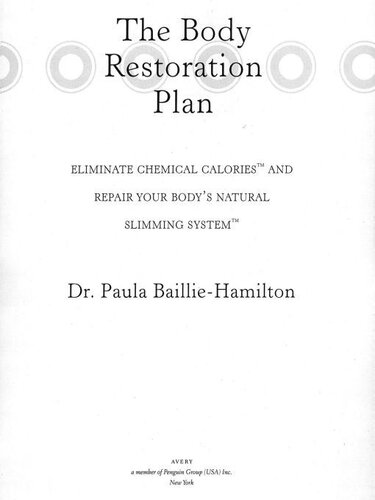 The Body Restoration Plan Paula Bailliehamilton