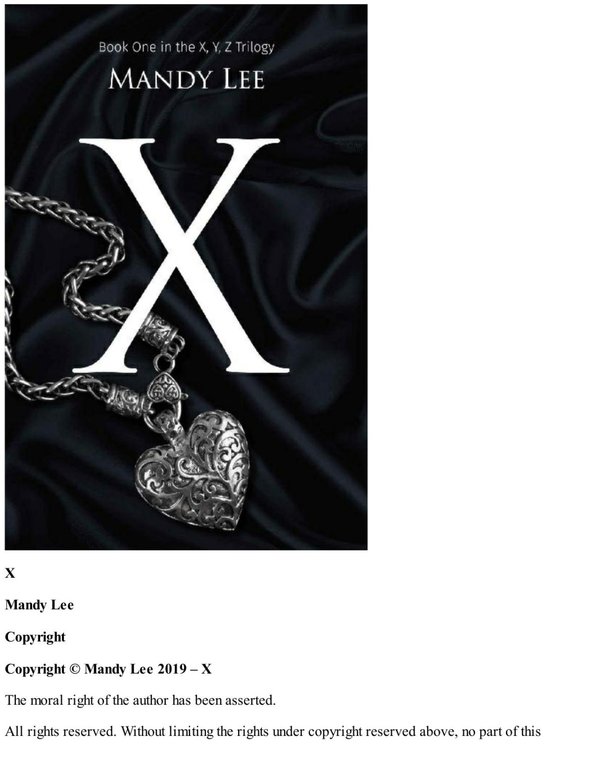 X The X Y Z Trilogy Book 1 Mandy Lee