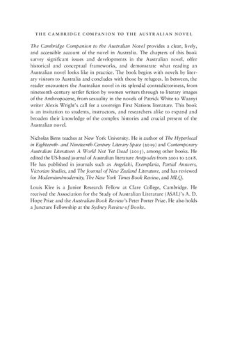 The Cambridge Companion To The Australian Novel Nicholas Birns