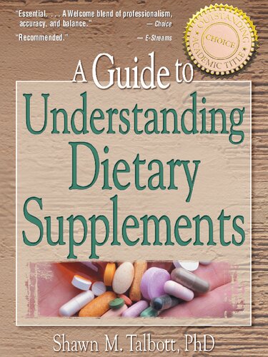 A Guide To Understanding Dietary Supplements Nutrition Exercise Sports And Health 1st Edition Shawn M Talbott