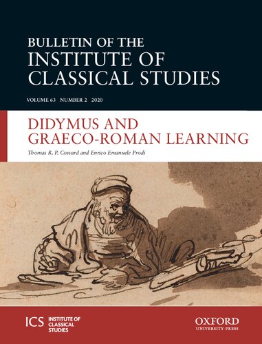 Didymus And Graecoroman Learning Thomas Robert Philip Coward Enrico Emanuele Prodi