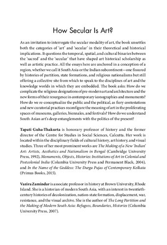 How Secular Is Art On The Politics Of Art History And Religion In South Asia Tapati Guhathakurta Editor