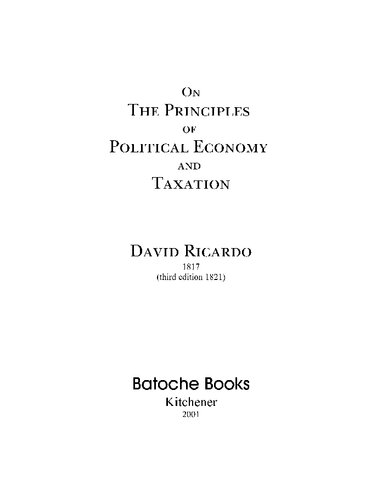 The Principles Of Political Economy And Taxation 5122004 David Ricardo