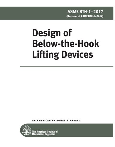 Asme Bth12017 Design Of Belowthehook Lifting Devices 1st Edition Asme