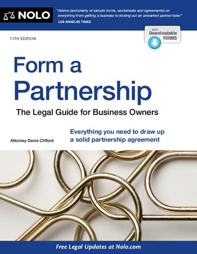 Form A Partnership The Legal Guide For Business Owners Eleventh Clifford Attorney