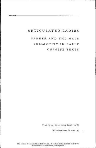 Articulated Ladies Gender And The Male Community In Early Chinese Texts Paul Rouzer