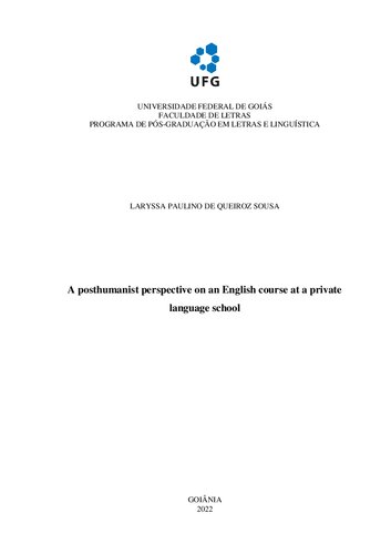 A Posthumanist Perspective On An English Course At A Private Language School Laryssa Paulino De Queiroz Sousa