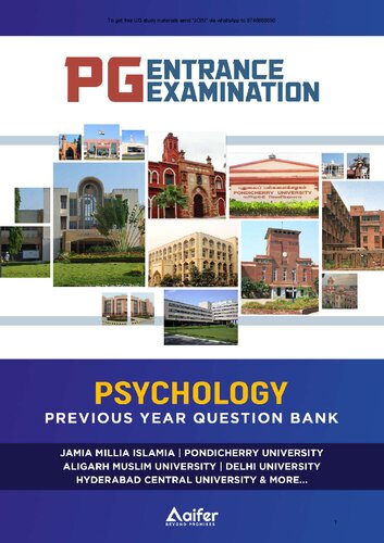 Psychology Previous Year Entrance Papers Mcqs Aifer