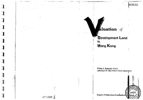 Valuation Of Development Land In Hong Kong 2nd Edition Philip James Roberts