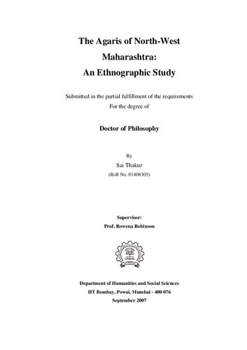 The Agaris Of Northwest Maharashtra An Ethnographic Study Sai Thakur