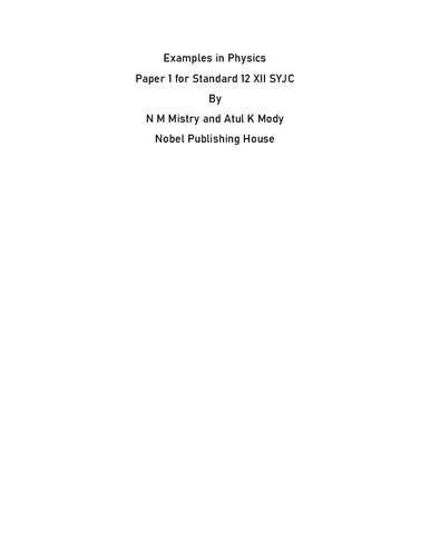 Examples In Physics Paper 1 For Standard 12 Xii Syjc N M Mistry