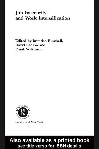 Job Insecurity And Work Intensification 1st Edition Brendan Burchell