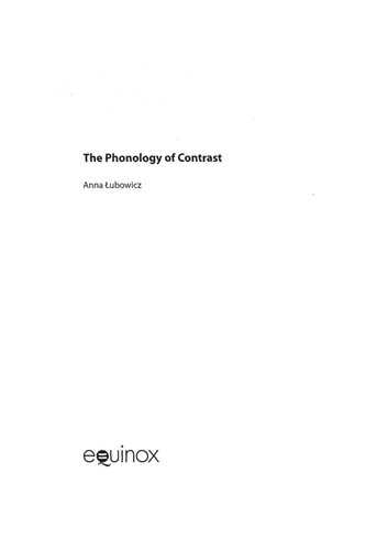 The Phonology Of Contrast Anna Ubowicz
