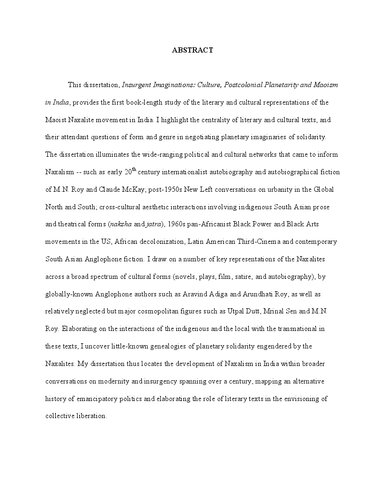 Insurgent Imaginations Culture Postcolonial Planetarity And Maoism In India Auritro Majumder