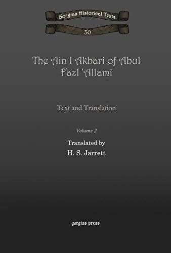 The Ain I Akbari Of Abul Fazl Allami Volume 2 Text And Translation H Jarrett