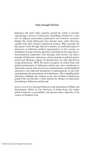 Unity Through Division Political Islam Representation And Democracy In Indonesia Diego Fossati