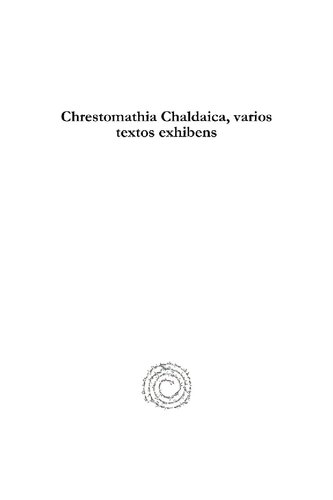 Chrestomathia Chaldaica Varios Textos Exhibens Aramaic Chrestomathy Jeanjoseph Marcel