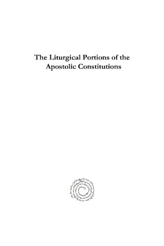 The Liturgical Portions Of The Apostolic Contitutions W Jardine Grisbrooke