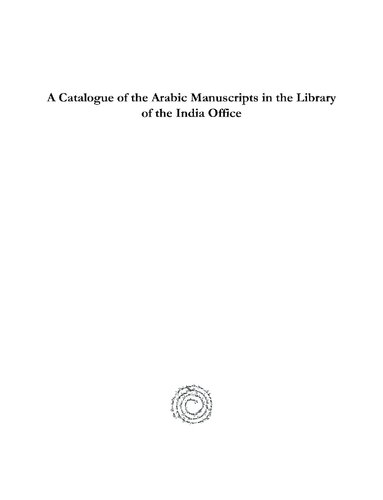 A Catalogue Of The Arabic Manuscripts In The Library Of The India Office Otto Loth