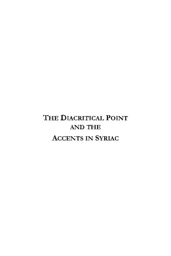 The Diacritical Point And The Accents In Syriac Jb Segal