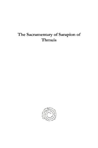 The Sacramentary Of Sarapion Of Thmuis Rjs Barrettlennard
