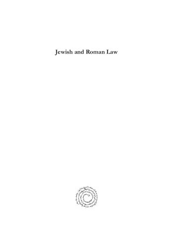 Jewish And Roman Law A Comparative Study Volume 2 Boaz Cohen Natalie B Dohrmann