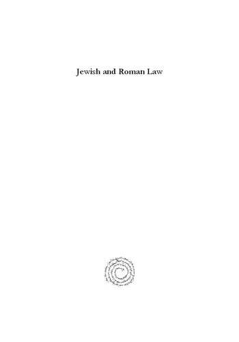 Jewish And Roman Law A Comparative Study Volume 1 Boaz Cohen Natalie B Dohrmann