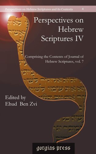 Perspectives On Hebrew Scriptures Iv Ehud Ben Zvi