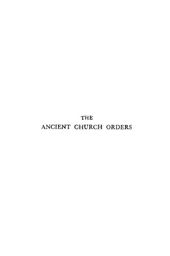 The Ancient Church Orders Arthur John Maclean