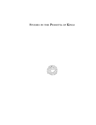 Studies In The Peshitta Of Kings Walter Donald M