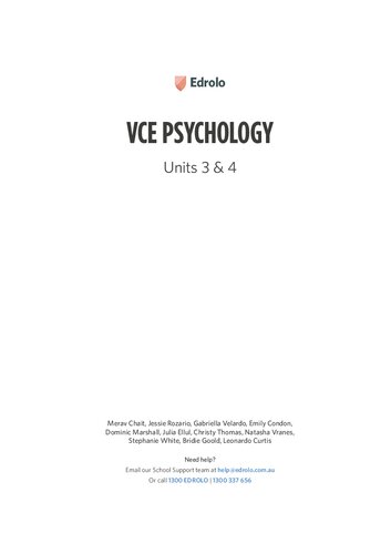 Edrolo Vce Psychology Units 3 4 2022th Edition Edrolo