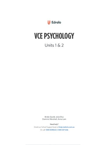 Edrolo Vce Psychology Units 1 2 2020th Edition Edrolo