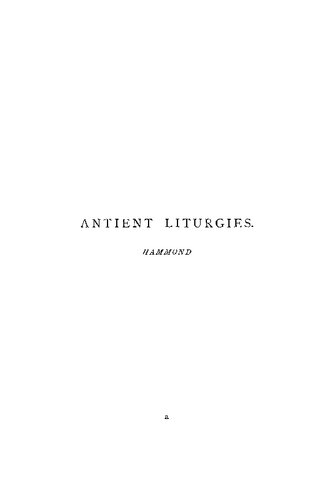Antient Liturgies Charles Edward Hammond