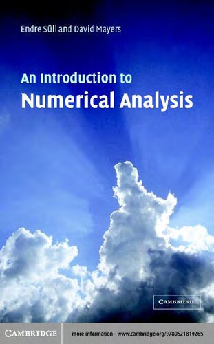 An Introduction To Numerical Analysis Endre Sli David F Mayers