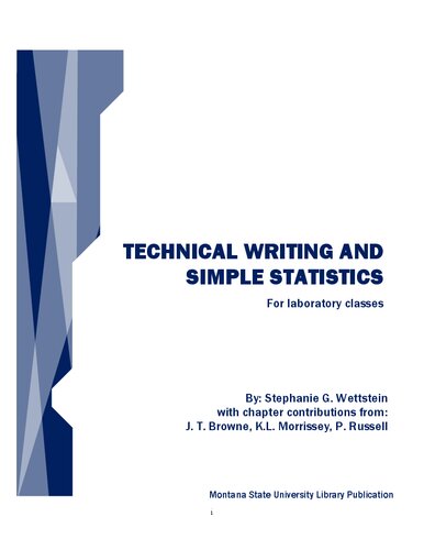 Technical Writing And Simple Statistics For Laboratory Classes Stephanie G Wettstein