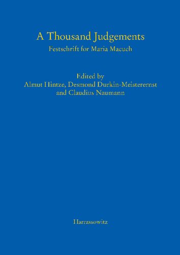 A Thousand Judgements Festschrift For Maria Macuch Almut Hintze